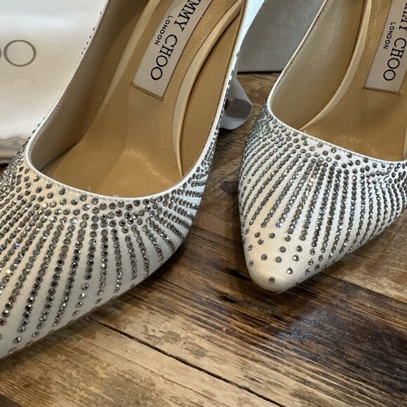 Jimmy Choo Romy Ivory Shooting Crystals on Satin - Picture 5 of 12